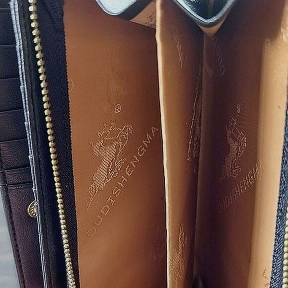 BNIB Oudishengma black leather clutch wallet - Picture 11 of 16